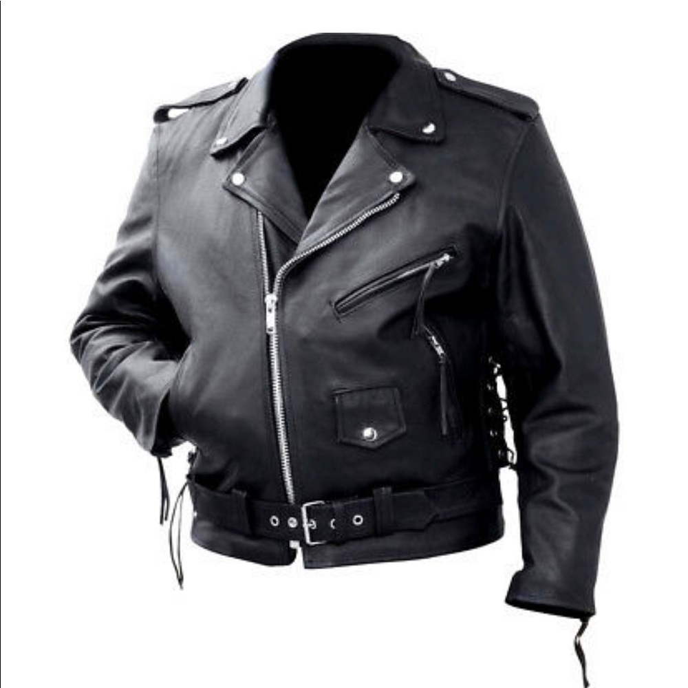 Rocky Mountain Hides Classic Genuine Cowhide Leather Motorcycle Biker Jacket